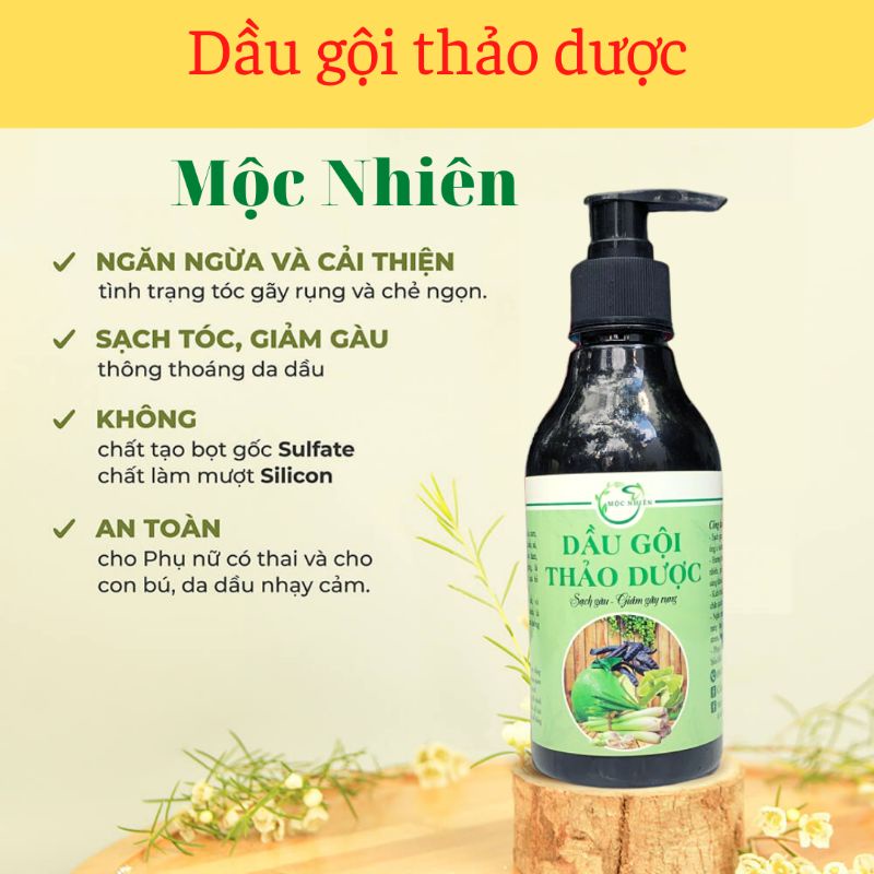 Dầu gội thảo dược bưởi bồ kết tóc suôn mượt giảm gãy rụng, kích thích mọc tóc