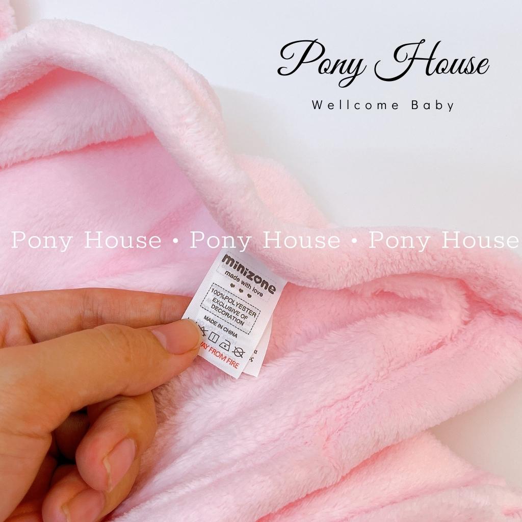 Chăn Choàng Ủ Lông Hình Gấu Có Mũ Minizone  Cho Bé Sơ Sinh Hàng Loại 1 Lông Mịn, Dày Dặn