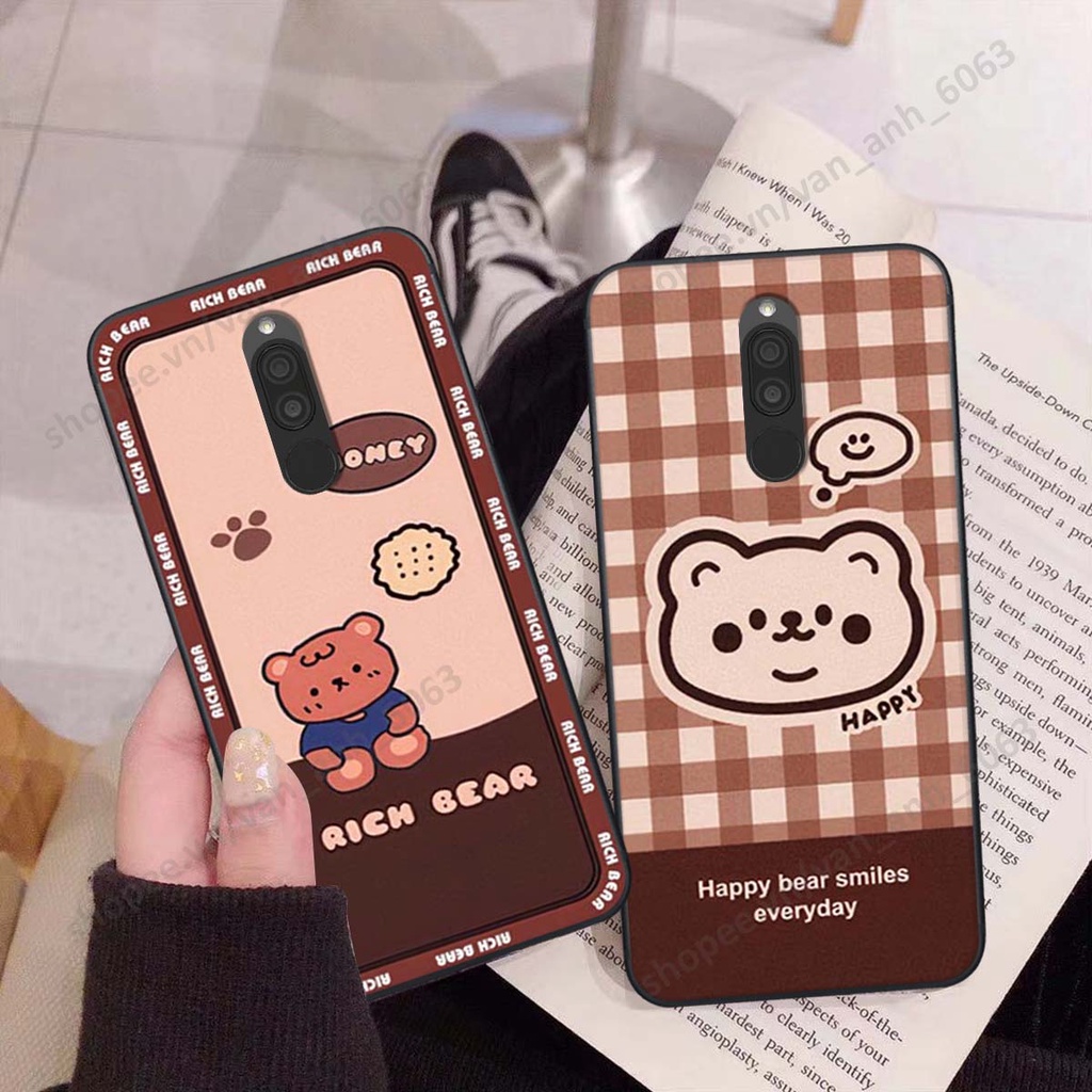 Ốp lưng Xiaomi Redmi 8 in hình hoa, gấu rich bear nghệ thuật, thời trang