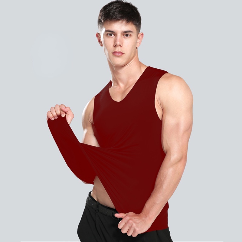 Áo Thun Ba Lỗ nam Vải Lụa Lạnh Nhanh Khô Không Đường May Thời Trang Mùa Hè