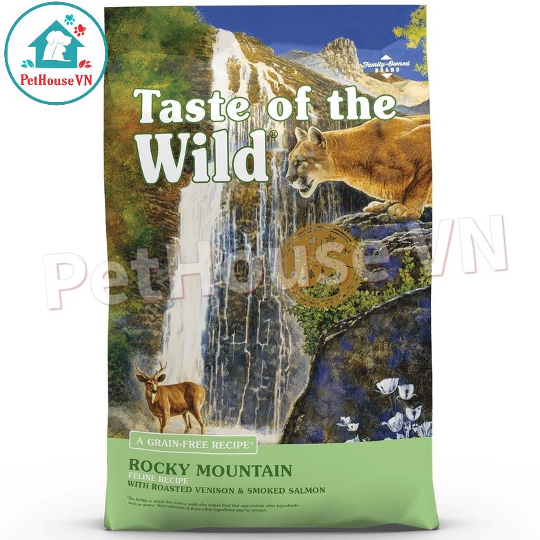 BAO 2KG THỨC ĂN HẠT CHO MÈO TASTE OF THE WILD ROCKY MOUNTAIN VỊ NAI NƯỚNG & CÁ HỒI XÔNG KHÓI