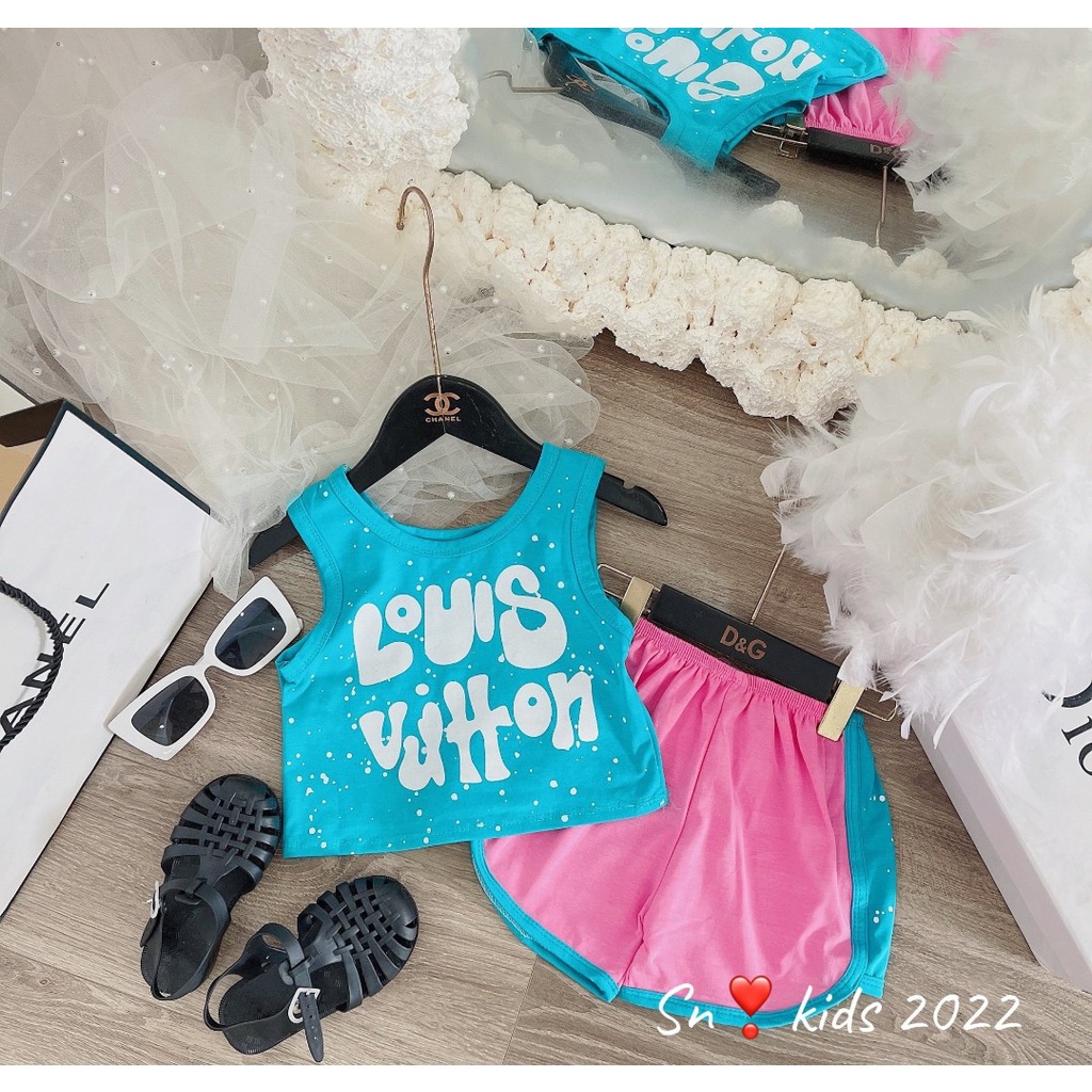 Bộ hè bé gái, bộ quần áo phối màu lạ mắt Louis cho bé sz 10-35kg