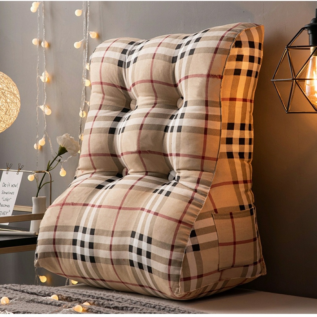 Gối tựa lưng carot, tặng gối nhỏ - Đệm sofa tam giác đầu giường, văn phòng, có thể tháo rời giặt được