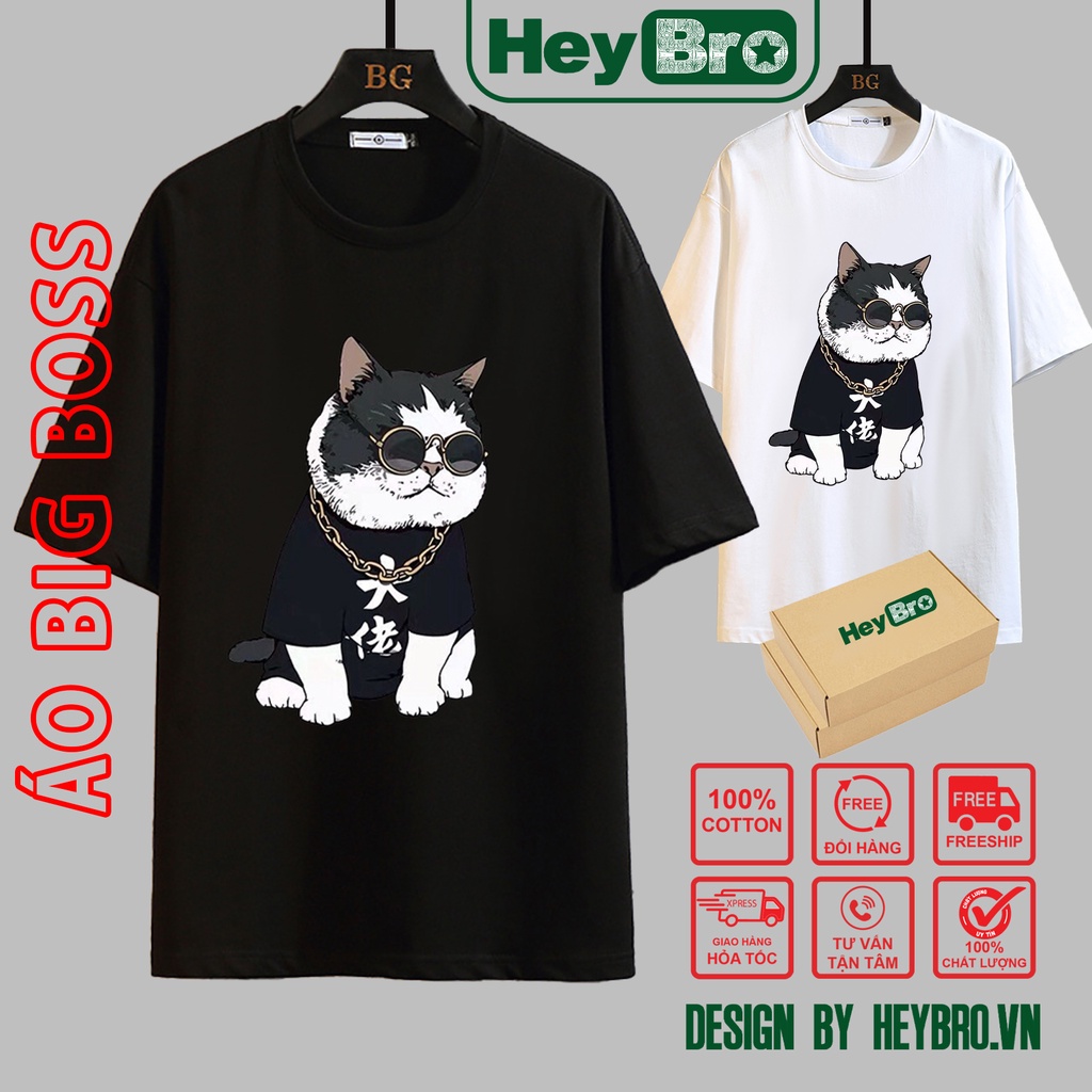 Áo thun unisex nam nữ tay lỡ form rộng Local Brand HEYBRO thế hệ genz BIG BOSS