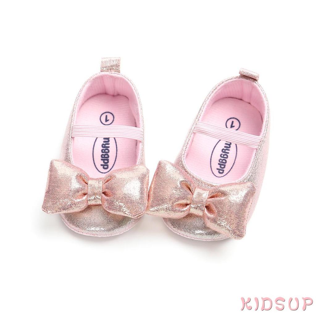 Giày búp bê da PU phối nơ xinh xắn dành cho bé gái