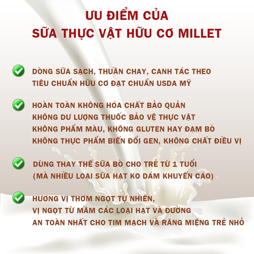 Sữa Hạt Hữu Cơ Millet Hộp 700g - Sữa Thuần Chay Vị Gạo - Sữa Hữu Cơ Bổ Sung Omega - Orgavil