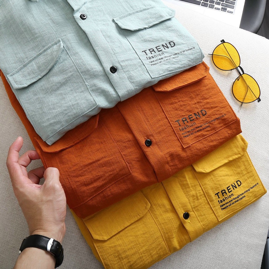 ÁO SƠ MI NAM ĐŨI CÓ TÚI HỘP TREND CHẤT VẢI MỀM MỊN THOÁNG MÁT LÊN FORM CỰC XINH - GU FASHION