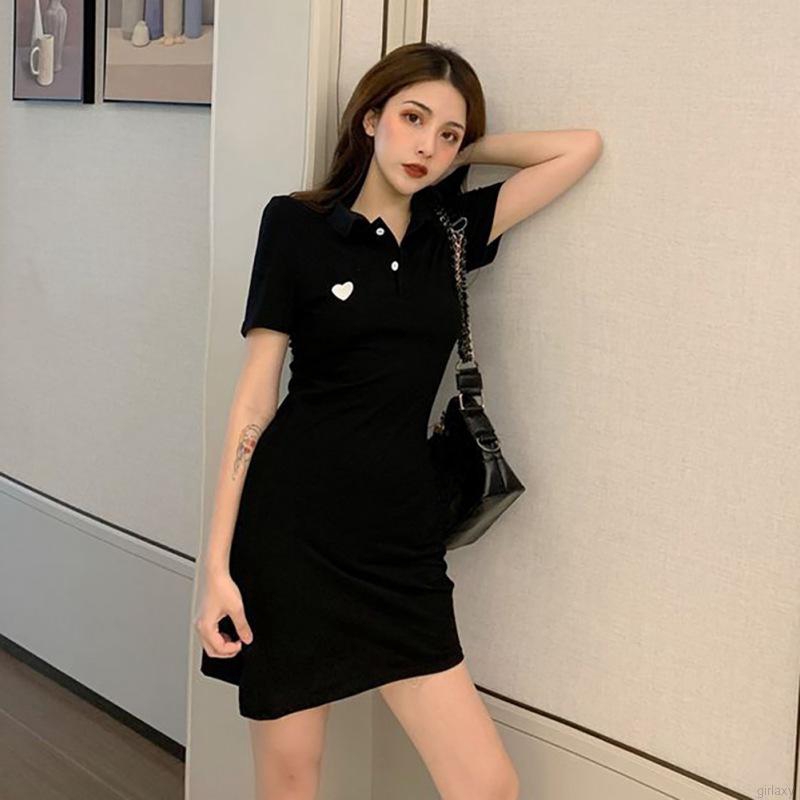 Đầm tay ngắn màu trơn thời trang Hàn Quốc đơn giản