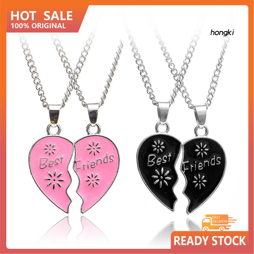 Set 2 Dây Chuyền Mặt Trái Tim Ghép Khắc Chữ Best Friends Thời Trang Cho Nữ