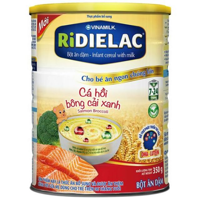 Bột ăn dặm Ridielac Cá hồi bông cải xanh 350g (date 10.2020)