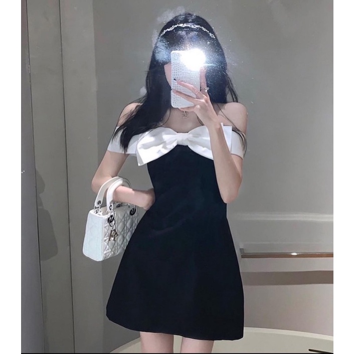 RINNEE DRESS/ ĐẦM CÚP NGỰC HOẠ TIẾT NƠ CHẤT LIỆU TAFTA