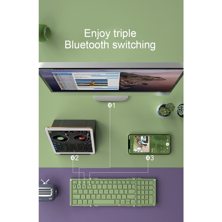 Bàn Phím Bluetooth Gấp Gọn Kèm Bàn Phím Chơi Game 79 Phím Cho laptop táo tablet táo Tablet Phone