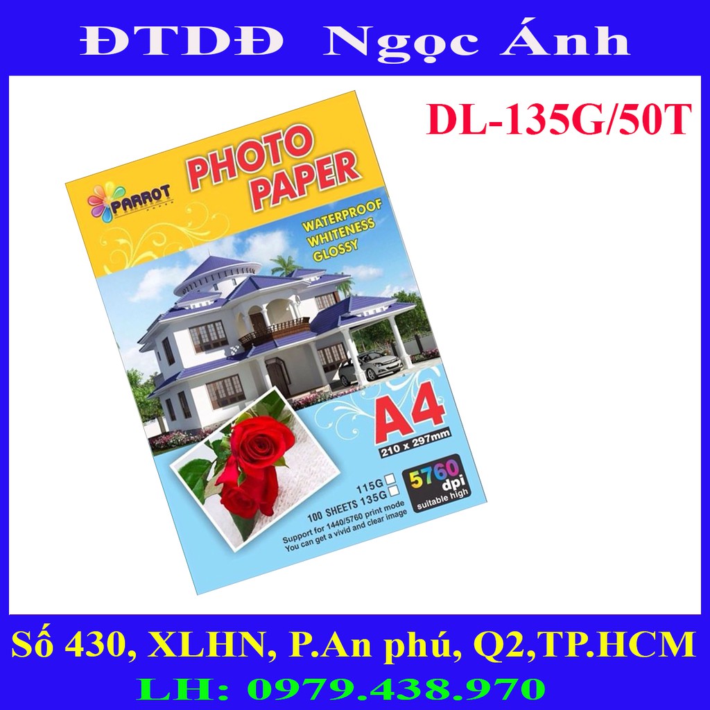 NaShop - Giấy in ảnh A4 1 mặt bóng định lượng 135g,180g, 230g, văn phòng phẩm