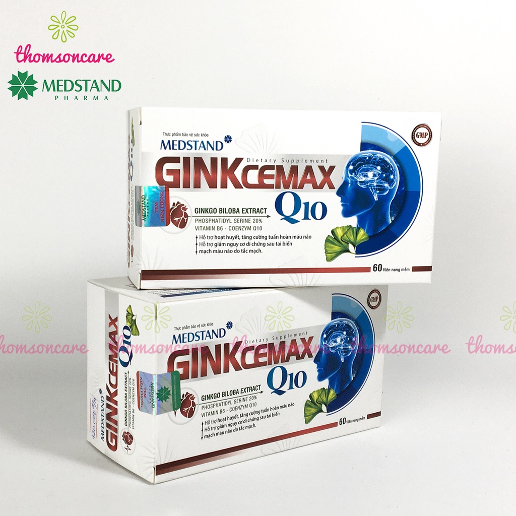 Giảm tiền đình Ginkcemax bổ não, phòng tai biến từ coenzym q10, cao lạc tiên, đinh lăng Hộp 60 viên