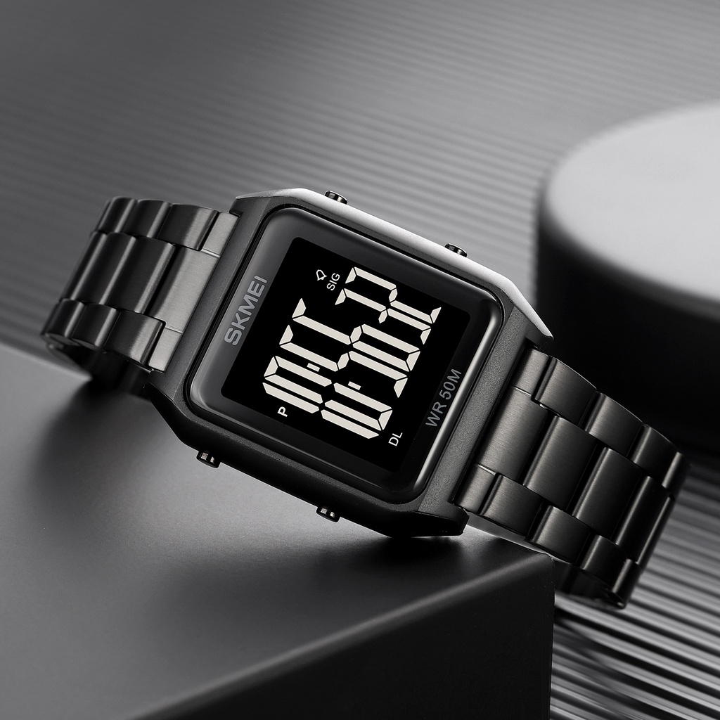 Đồng Hồ Điện Tử SKMEI 1879 Mặt Vuông Có Đèn LED Chống Nước Đa Năng Cho Nam
