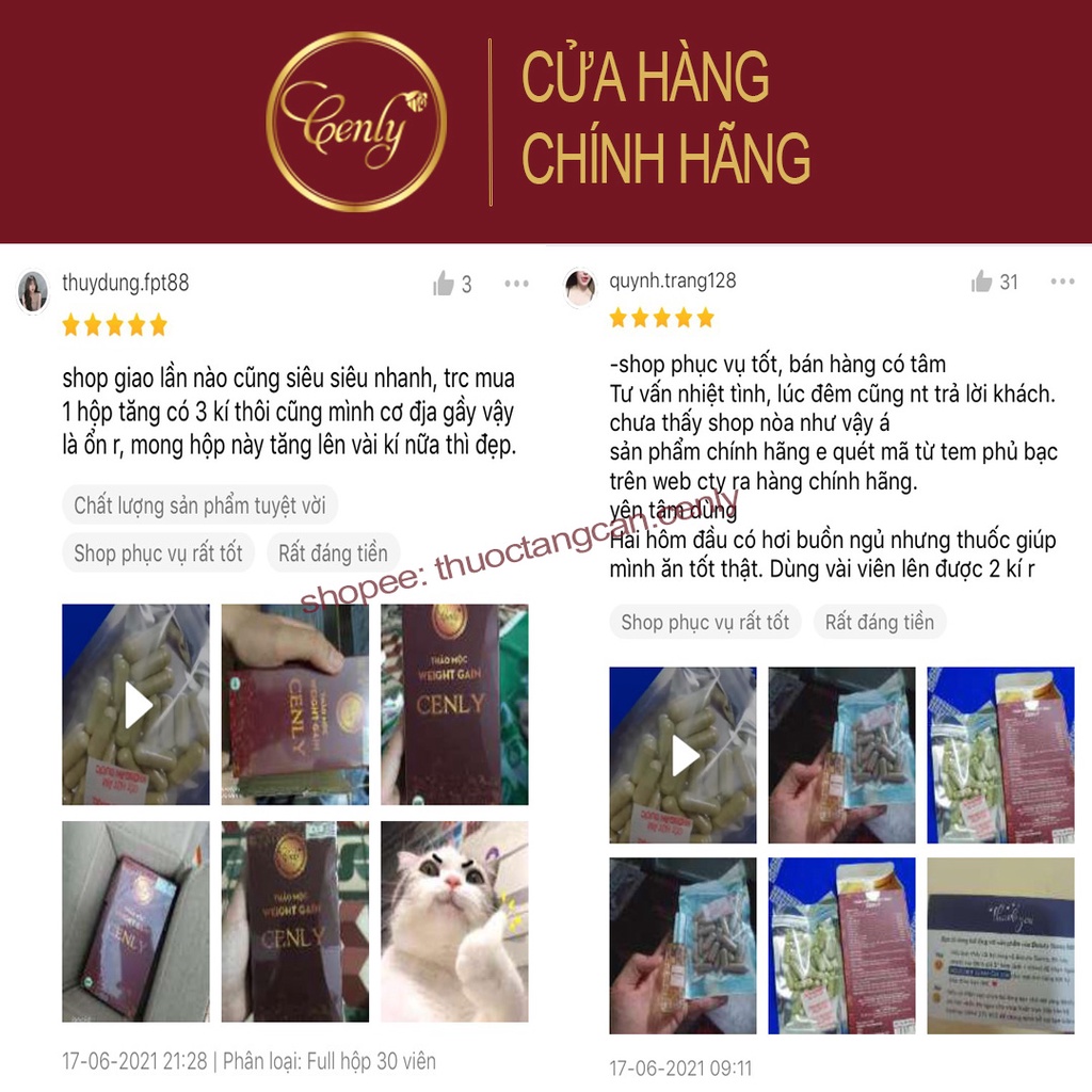 Thuoc tang can Cenly ❤️Tặng Quà❤️ thảo mộc tăng cân cenly - hỗ trợ tăng kí an toàn,không mệt mỏi (30viên)