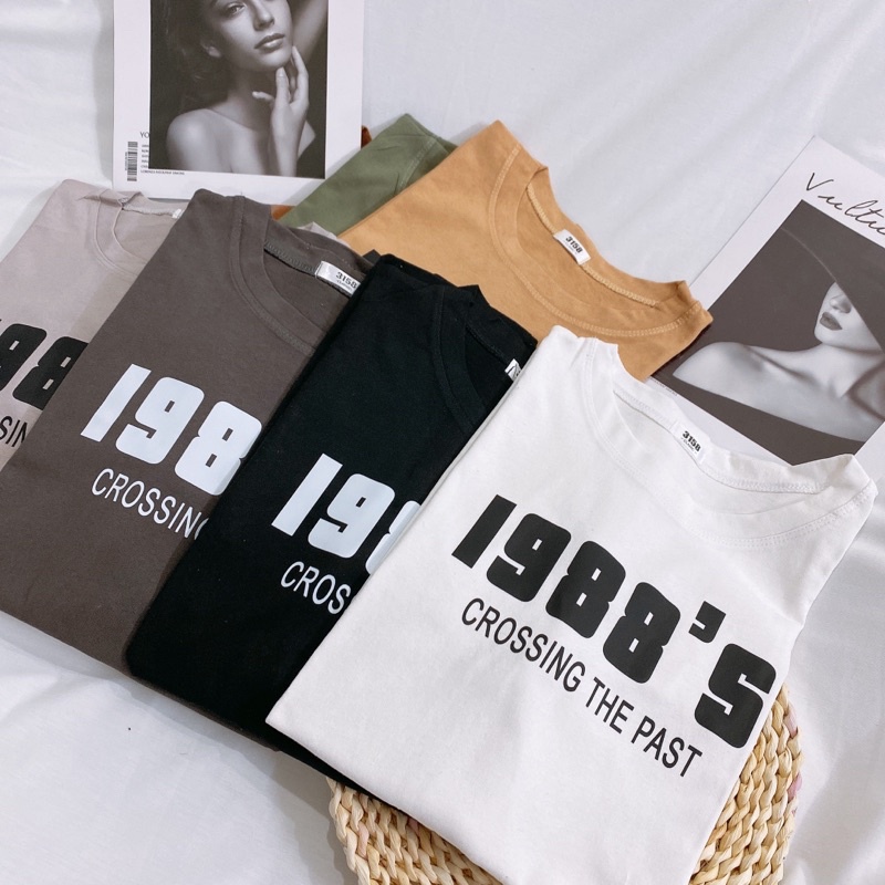 Áo phông 3158, áo thun studio1996 form rộng chất cotton in hình 1988