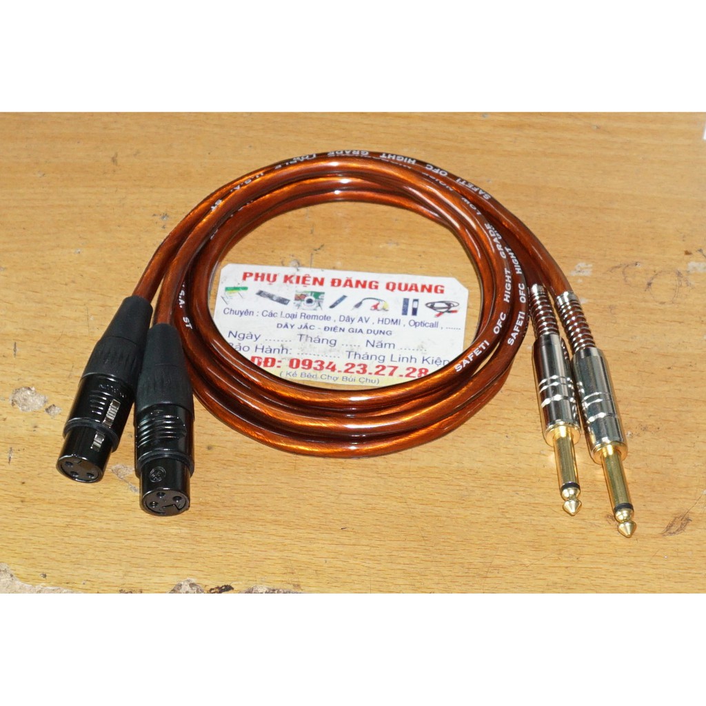 Dây jack canon cái ra 6,5 ly loại tốt , dài 1m