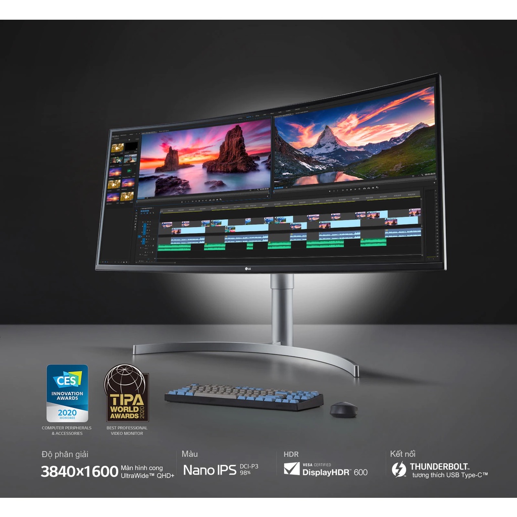 Màn Hình Cong LG 38WN95C-W (3840 x 1600/IPS/144Hz/1 ms/FreeSync, G-Sync compatible) - Hàng Chính Hãng