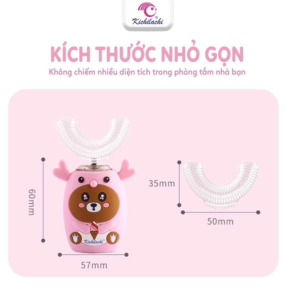 Bàn chải đánh răng điện hình chữ U silicone Kichi cho bé