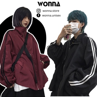 (CÓ SẴN + KÈM ẢNH THẬT) Áo khoác dù gió basic Jacket unisex ulzzang Hàn viền hai 2 sọc thể thao chống nắng đỏ đô nam nữ