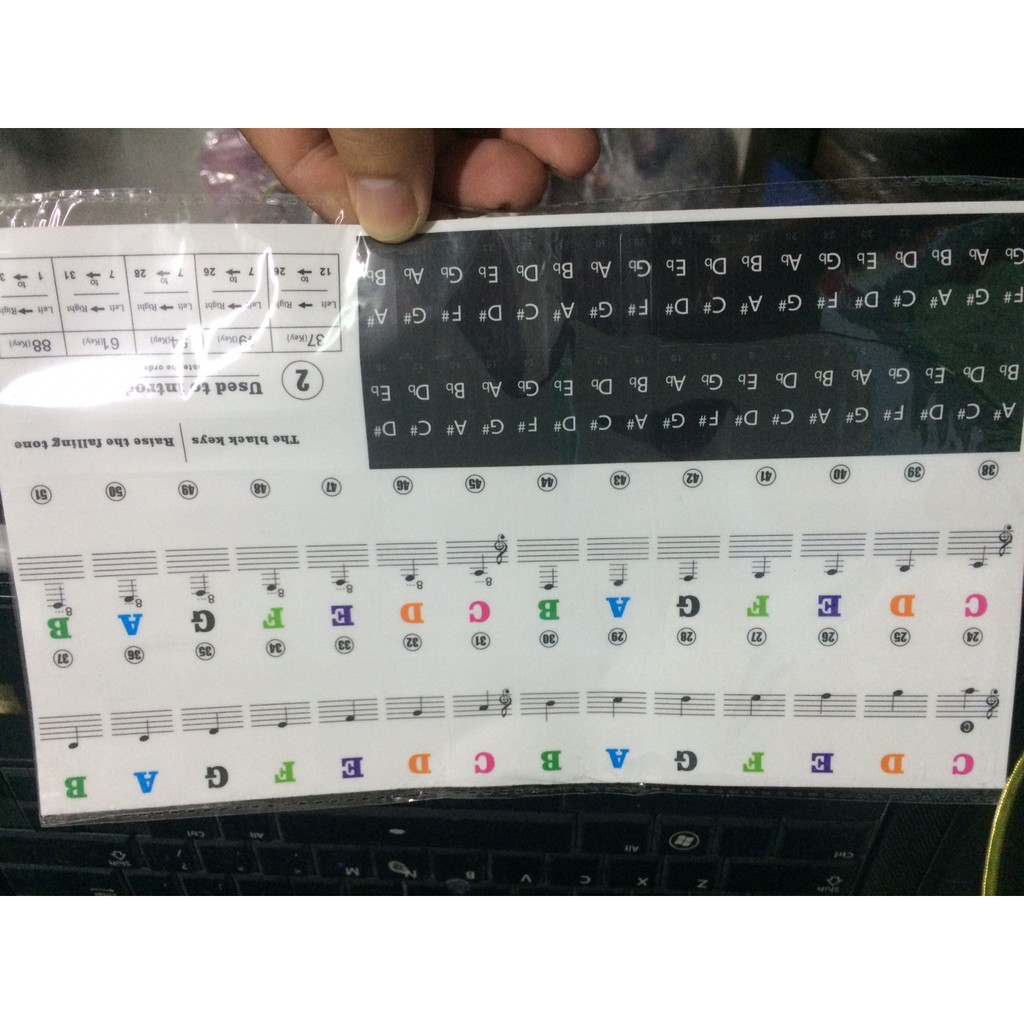 STICKER NỐT NHẠC CHO PIANO VÀ ĐÀN ORGAN - DECAL DÁN PHÍM