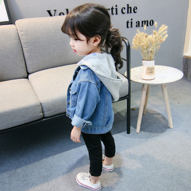 Áo Khoác Denim Có Túi Thời Trang Cho Bé Gái