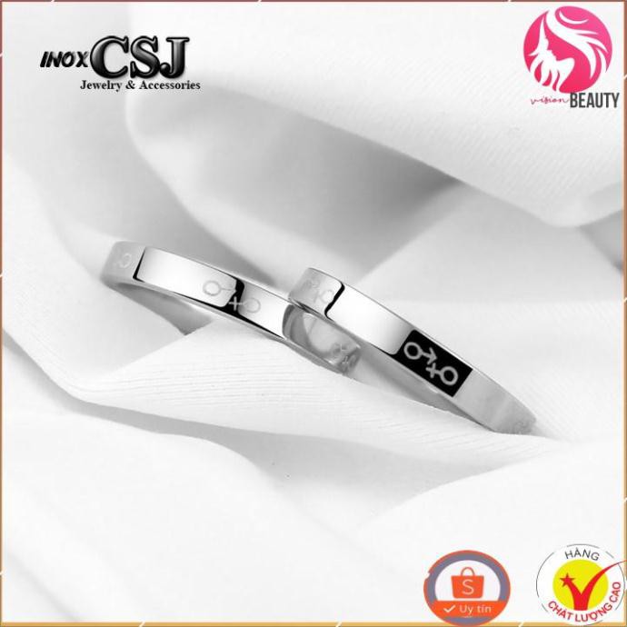 nhẫn cặp đôi tình nhân inox cao cấp kí hiêu nam nữ đẹp, không đen - tặng hộp đựng nhẫn xinh xắn HÀNG ĐẸP HÀNG ĐẸP