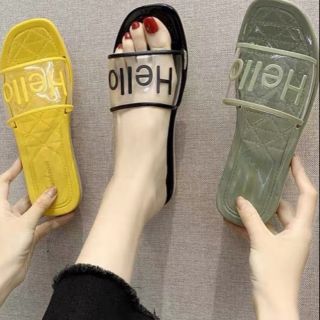 Dép nhựa quai trong Hello,khóa vuông thời trang dep lê,dep đi ở nhà.