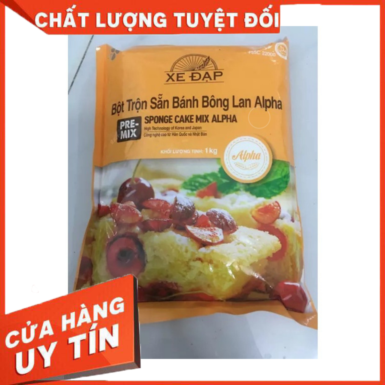BỘT TRỘN SẴN BÁNH BÔNG LAN ALPHA HIỆU Xe Đạp
