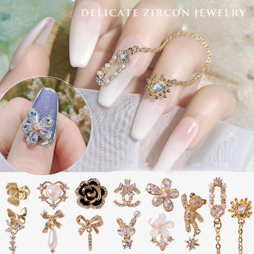 Phụ kiện trang trí móng tay 3d đính đá zircon sang trọng