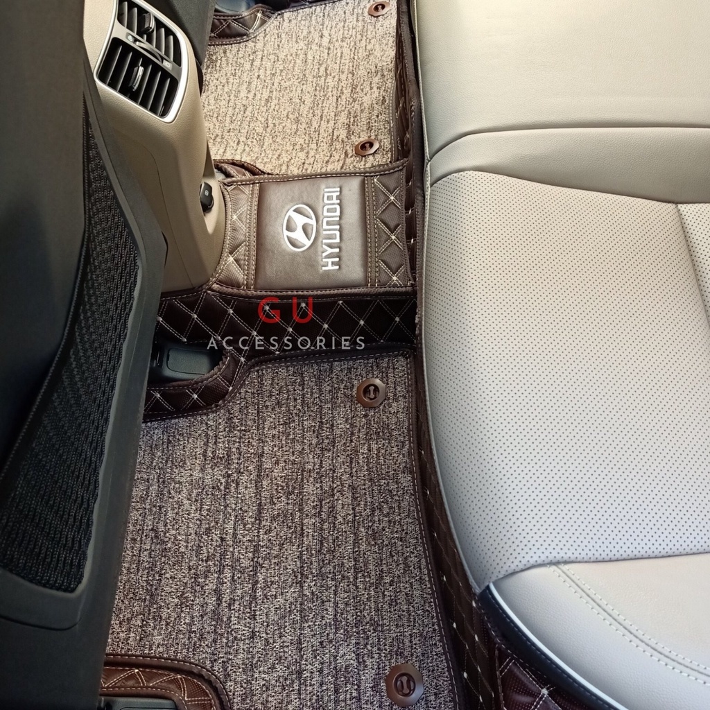 Thảm lót sàn ô tô HYUNDAI I10 Accent Elantra Kona Sonata Tucson chất liệu da cao cấp thiết kế sang trọng cho xe 5 CHỖ GU