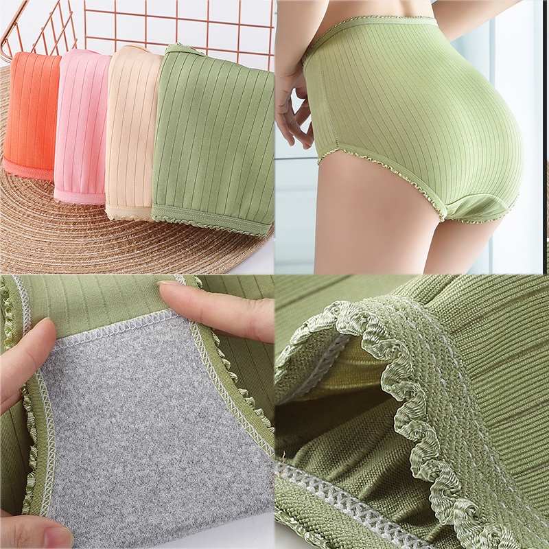 Quần lót ren Finetoo cạp cao màu trơn đơn giản gợi cảm cho nữ