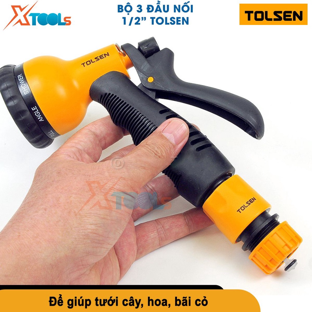 Bộ 3 đầu nối ống nước Tolsen 57120, khớp nối ống 1/2'' chất liệu nhựa ABS cao cấp dùng nối ống 1/2''[CHÍNH HÃNG][XTOOLS]