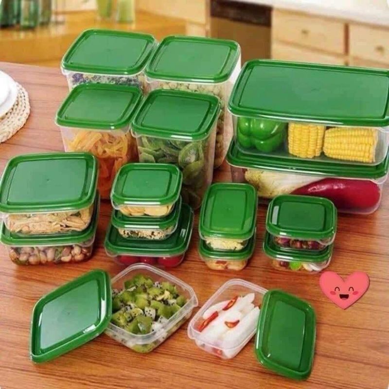 (Hàng loại 1 an toàn, dày dặn)Bộ 17 hộp đựng thực phẩm tiện dụng