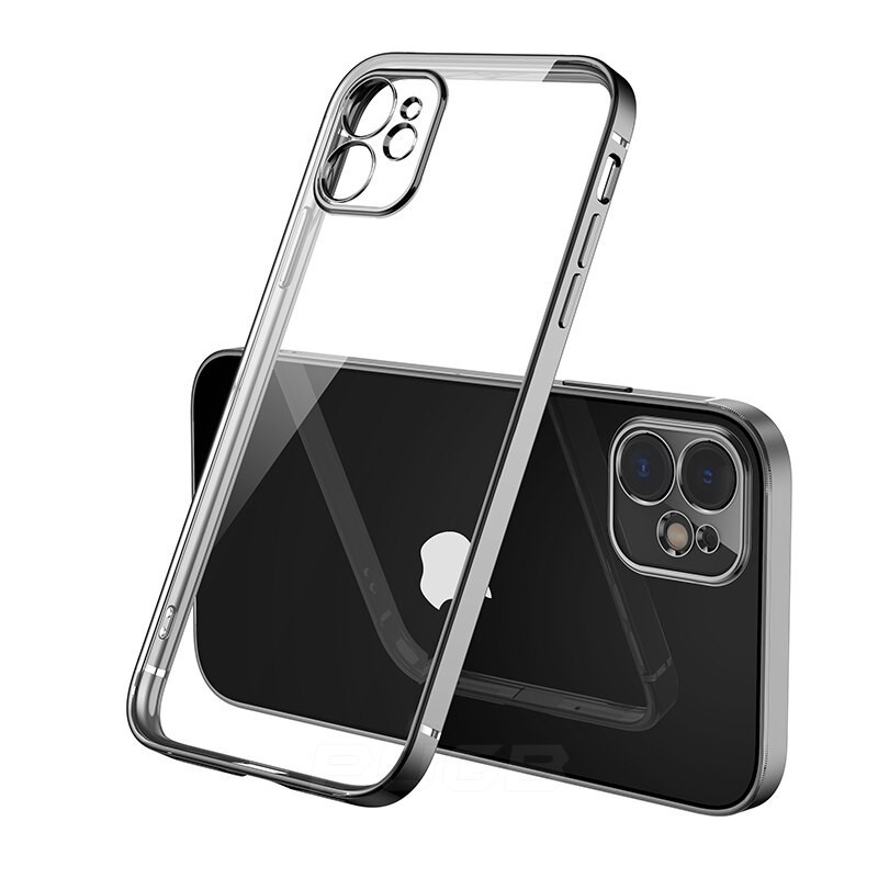 Ốp Lưng Iphone Brightshine Viền Vuông Mạ Crom Lưng Trong Suốt Bảo Vệ Camera 12 Pro Max 11 Pro Max Xs Max 7 Plus Likgus