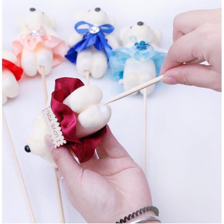 Bộ 10 Gấu Bông Mini Trang Trí Bó Hoa Cưới