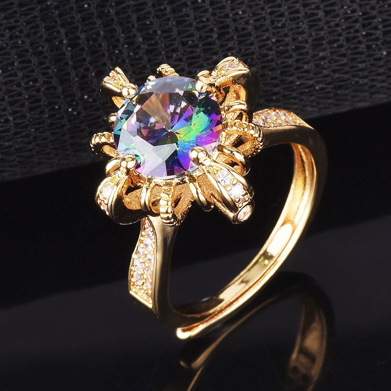 pt950 vàng phụ nữ đầy màu sắc laser kim cương nhẫn moissanite nhẫn cưới có thể điều chỉnh đồ trang sức