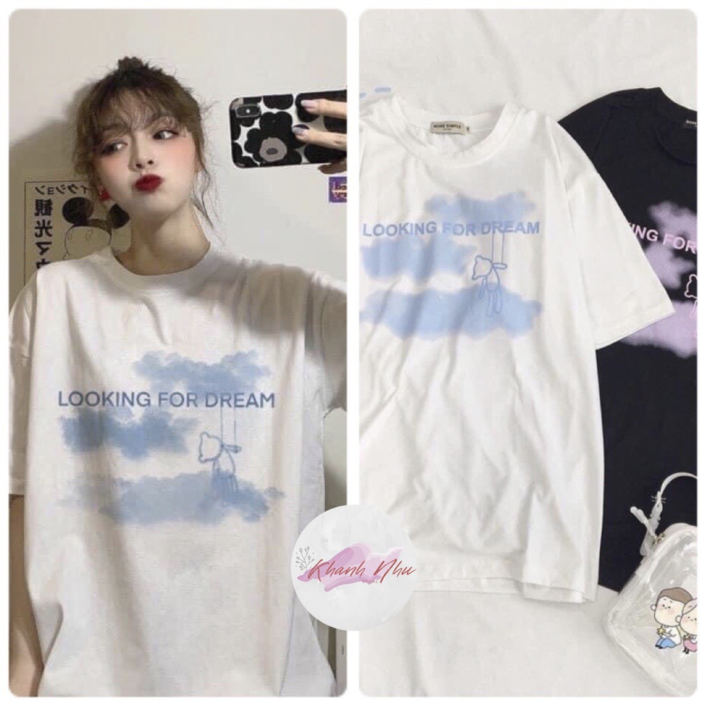 Áo thun tay lỡ Unisex - Áo Phông dáng rộng nam nữ in hình mây Đen | Trắng