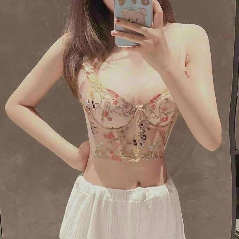 Áo lót conrset SS07 Basil nữ thêu hoa cổ điển đệm mỏng có gọng nâng ngực