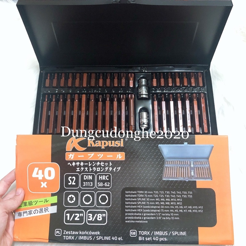 Bộ Đầu Lục Giác TOP KAPUSI 40 Chi Tiết Chính Hãng (Bộ Mũi Vít LG Sao Mở Mẹc)
