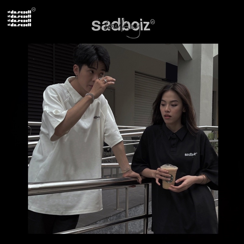 Áo Thun có cổ Sadboiz Lowkey Polo Shirt (Black and White) Collection Lowkey