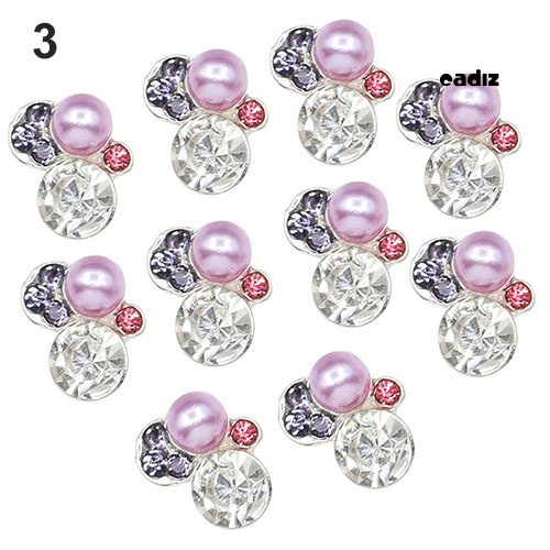 Bộ 10 Phụ Kiện Trang Trí Móng Tay Nghệ Thuật Bằng Hợp Kim Đính Đá Pha Lê Xinh Xắn DIY