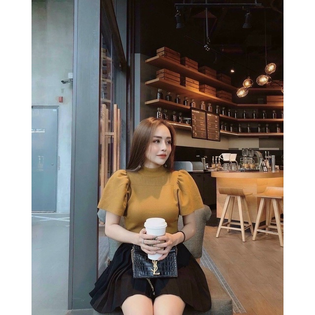 ÁO GÂN CỔ CAO TAY PHỒNG PHONG CÁCH