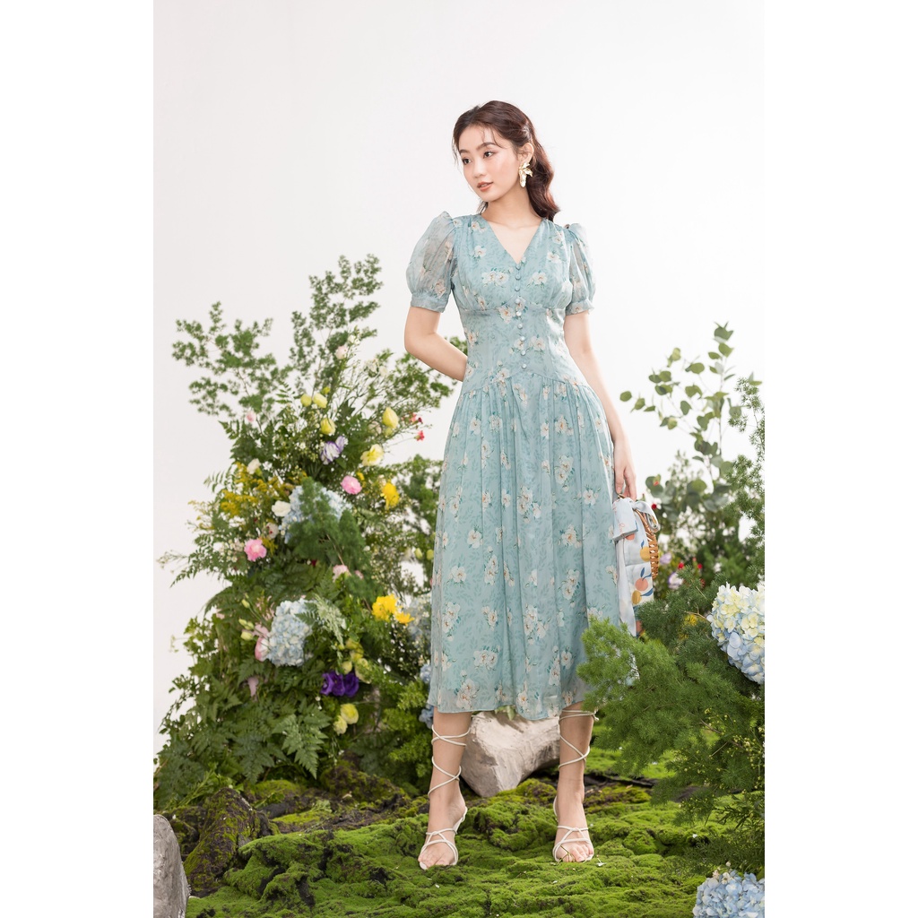 TIELA Đầm váy xanh bạc hà hoa hồng-Jena Dress | BigBuy360 - bigbuy360.vn