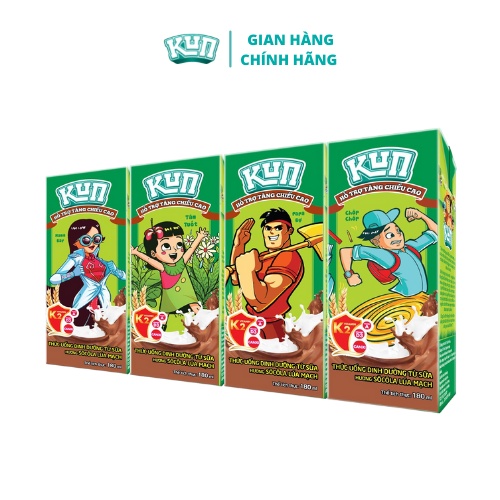 KUN_Thức Uống Dinh Dưỡng Vị Sôcôla Lúa Mạch Thùng 48 Hộp x 180ml