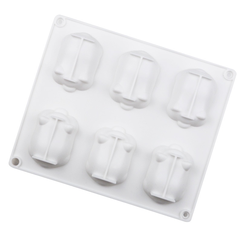 Khuôn silicone làm bánh đá viên DIY tạo hình con heo 6 ngăn cho nhà bếp