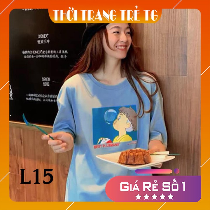 Áo thun 𝑭𝒓𝒆𝒆𝒔𝒉𝒊𝒑 Áo phông form rộng dáng Unisex L15, mặc lớp, nhóm, cặp in chữ BEST PLUSMANS thổi KẸO CAO SU màu xanh
