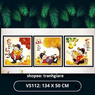 Tranh đính đá phúc lộc thọ thần tài df299