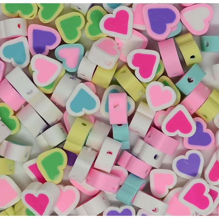 Set 30 hạt nhựa Polymer 10mm hình chữ LOVE nhiều màu sắc dùng làm trang sức thủ công